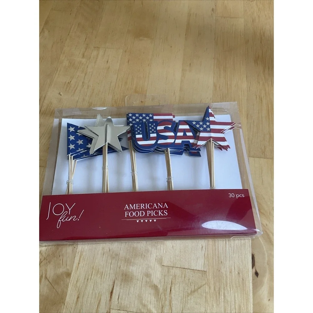 Joy fun 30pcs Americana food Picks Cupcakes Stick New USA Stars